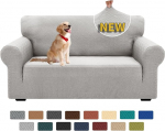 XINEAGE 2025 Sofabezug f&uuml;r 2 Kissen (139,7 cm - 175,3 cm), Stretch-Sofabezug, Schonbezug, Jacquard, universeller M&ouml;belschutz mit elastischer Unterseite f&uuml;r Kinder, Hunde (Zweisitzer, Silbergrau)