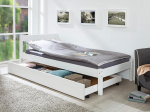 Inter Link Umea Bed Drawer - Bed Box - Bed Drawer on Wheels - Extendable Drawer - Solid Pine Wood - White - Dimensions in cm: Length 199 x Width 94 x Height 22 cm