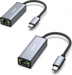 BENFEI USB C Ethernet adapter [nailonpunutis ja alumiiniumisulam], 2 USB Type C [Thunderbolt 3/4] RJ45 LAN v&otilde;rguadapterile, mis &uuml;hildub iPhone 15 Pro/Max MacBook Pro/Air 2023 iPad iMaciga