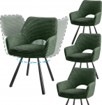 Komplekt 4 s&ouml;&ouml;gitoa tooli, p&ouml;&ouml;ratavad k&auml;etoed, p&ouml;&ouml;ratavad 180&deg;, k&ouml;&ouml;gitoolid, kaasaegsed polsterdatud toolid kangast seljatoega k&ouml;&ouml;ki, s&ouml;&ouml;gituppa, magamistuppa, roheline