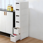 Kitsas vannitoakapp, vannitoakapp, k&uuml;lgkapp 6 sahtliga, 42 x 19 x 109 cm, vannituppa, elutuppa, s&ouml;&ouml;gituppa, k&ouml;&ouml;ki, kaasaegne, valge