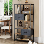 YITAHOME raamaturiiul, 7 riiulit seisev riiul sahtlitega p&otilde;randast laeni hoiuriiul, t&ouml;&ouml;stuslik raamaturiiul, terasriiul, sobib elutuppa, kontorisse, &otilde;ppet&ouml;&ouml;le, koridori, k&ouml;&ouml;ki, Vintage Brown