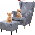 Wingback Armchair Cover 3 Piece Set Wing Chair Slipcover Soft High Stretch Chair Covers M&ouml;&ouml;bli kaitsja Spandex Wing Chair Slipcovers elutoa m&ouml;&ouml;blile Footstool Cover (V&auml;rv: #39)