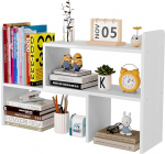 EasyPAG Desk Shelf Wood Freestanding V&auml;ike raamaturiiul Reguleeritav Desk Organiser Stand Kontoritarvete riiul N&auml;idikriiul, valge