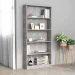 (Blitzlie ferung) Raamaturiiul n&auml;idikeriiulid kaasaegses stiilis kontorisse &otilde;ppet&ouml;&ouml;le elutuppa koridori raamaturiiul 5 kambrit betoonhall 80 x 24 x 175 cm puitlaastplaat
