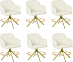 Komplekt 6 s&ouml;&ouml;gitooli, p&ouml;&ouml;ratavad 360&deg; koos k&auml;etoega, sametist polsterdatud toolid, seljatoega k&ouml;&ouml;gitoolid, metalljalgadega p&ouml;&ouml;rlevad toolid, s&ouml;&ouml;gituppa, elutuppa, magamistuppa ja kontorisse.