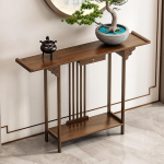 Konsolen-Sofatisch aus Bambus, Schmaler Langer Vintage-konsolentisch mit Schublade und Regal f&uuml;r Das Wohnzimmer zu Hause(Brown,100x20x80cm/39x8x31in)