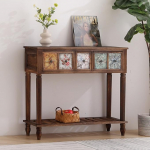 JSWHYBD Vintage-Konsolentisch aus bemaltem Massivholz, Eingangstisch mit Schubladen und offenem Regal, Retro-Akzenttisch f&uuml;r das Wohnzimmer im Flur 100 * 30 * 80CM