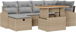 7-teiliges Garten Sofa Set mit Kissen Beige Poly Rattan, 2-Sitzer Garten Sofa mit Stauraum & Kissen Beige Poly Rattan Gartenlounge Model3361301