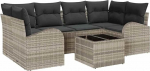 7-teiliges Garten Sofa Set mit Kissen in Hellgrau Poly Rattan Gartenlounge Model3345942