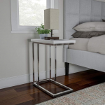 Lavish Home Lavish Home C-kujuline diivanipoolne k&uuml;ljelaud, kaasaegne k&uuml;ljelaud, s&uuml;learvuti kandik v&otilde;i kompaktne &ouml;&ouml;kapp, ruumi s&auml;&auml;stev m&ouml;&ouml;bel Lavish Home (valge)