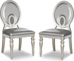 Furniture of America Filgore Beistellstuhl mit Massivholzrahmen, 2er-Set, mit Kunstleder-gepolsterter Sitzfl&auml;che, Schl&uuml;sselloch-R&uuml;ckenlehne und Spiegelfliesen-Akzenten f&uuml;r K&uuml;che, Esszimmer, Ruheraum