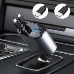 Thlevel sisset&otilde;mmatav autolaadija sigaretis&uuml;&uuml;taja adapter USB ja 2 C-t&uuml;&uuml;pi kaablit 60W koos voltmeetri LED-iga, mis &uuml;hildub iPhone Galaxy Huawei jaoks 12V-24V auto mootoriga paat