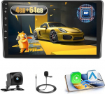 Fuluku 4+64G Android autoraadio Fiat Panda 2002 2003 2004 2005 2006 2007 2008 2009 2009 2010 2011 201 201 traadita autoside ja Android auto, 9-tolline puuteekraaniga raadio Bluetooth 5.0/GPS/Reversioonikaamera/FM