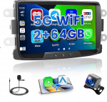 2G + 64G Hikity Android 13 autoraadio Renault Dacia Duster Sandero Dokker Loganile juhtmevaba Carplay Android auto 8-tollise puuteekraaniga raadio koos GPS navigatsiooniga WiFi BT FM RDS tagurduskaameraga