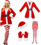 J&otilde;ulukost&uuml;&uuml;m Naiste j&otilde;ulud Naine punane j&otilde;uluvana riietus Samet mantel v&ouml;&ouml; m&uuml;ts kindad pidu Cosplay