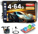 Roinvou 8 Core 4G + 64G Android 15 Autoradio 2 DIN VW Golf 5 6 Passat Polo Tiguan Touran Caddy Skoda, 9-tolline puuteekraan juhtmevaba Carplay Android autoga, BT GPS WiFi EQ UI RDS FM SWC tagurdamine