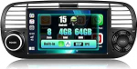 [8-tuumaline] 4+64G SIXWIN Android 13 Carplay/Android autoraadio Fiat 500 2007-2015.7-tolline puutetundlik raadio GPS WiFi Bluetooth 5.0 USB FM RDS DSP Mirror Link + 32 Band EQ (must)