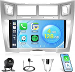 Roinvou 4+128G autoraadio Android 15 Toyota Yaris / Vizi 2005-2011 juhtmevaba Carplay Android auto, 9-tolline autoraadio Incell puuteekraaniga GPS-navigatsiooniga Bluetooth EQ WiFi RDS FM SWC MIC