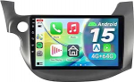 4+64GB Android 15 autoraadio Honda Fit Jazz 2007-2014, 10,1-tolline puuteekraan koos juhtmevaba CarPlay Android autoga, Bluetooth 5.4, WiFi 6.0, GPS navigatsioon, Plug & Play raadioekraaniga.