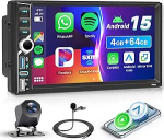 4+64G VECHTEL Android 15 Autoradio 2 Din mit Wireless Carplay Android Auto,EQ DSP,FM RDS Radio mit 7 "IPS Bildschirm,WiFi GPS,2 USB/Type-C,Bluetooth Autoradio mit R&uuml;ckfahrkamera/Lenkradsteuerung