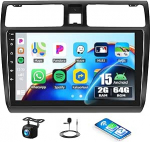 CAMECHO 2G + 64G Android 13 autoraadio koos navigatsiooniga Wireless Carplay Suzuki Swift 2003-2010, Double DIN Android raadio 10-tollise puuteekraaniga Bluetooth 5.0 FM/RDS Mirror Link DSPga