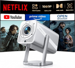 Nutikas projektor [Netflix Official & Dolby Audio] Projektor 4K kodukino 1080P FHD, kaasaskantav projektor 600ANSI elektriline fookus / automaatne vertikaalne trapetsikorrektsioon WiFi6 Bluetoothiga v&auml;ljas 360&deg;