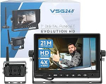VSG Evolution HD traadita tagurduss&uuml;steem matkaautodele ja veoautodele, auto komplekt traadita, sealhulgas tagurduskaamera + monitor, lihtne DIY j&auml;relpaigaldamine 12V-24V, digitaalne kaamera, auto tahavaatepeegel