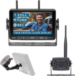 VSG 24 7-tolline element juhtmega HD traadita tagurduss&uuml;steem matkaauto ja veoauto jaoks, auto komplekt tagurduskaamera traadita + monitor DIY j&auml;relpaigaldamine 12V-24V kaamera digitaalne auto tahavaatepeegel hobuse haagise armatuurlauale