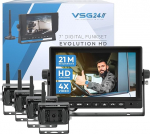VSG Evolution HD XL 24 9-tolline traadita tagurduss&uuml;steem matkaautodele ja veoautodele, auto komplekt, mis sisaldab 4x tagurduskaamerat + monitori, lihtne DIY j&auml;relpaigaldamine 12V-24V, digitaalne kaamera, auto tagaosa