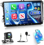Autoradio VW Volkswagen Jetta Passat Seat Golf Tiguan Skoda Polo [2G + 64G] 9-tolline puuteekraaniga traadita Carplay & Android autoraadio Bluetooth/EQ/GPS/WiFi/FM RDS raadioga