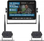 VSG 24 10-tolline element juhtmega HD traadita tagurduss&uuml;steem koos 2 kaameraga matkaauto ja veoauto jaoks, auto komplekt tagurduskaamera traadita + monitor DIY retrofit 12V-24V kaamera digitaalne auto tahavaatepeegel