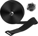 1 Rolle verstellbare Klettb&auml;nder mit 30 Schnallen, Klett-Kabelbinder, schwarz, f&uuml;r Zuhause, B&uuml;ro, Outdoor-Organisation