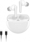Belkin SoundForm Rhythm True Wireless In-Ear k&otilde;rvaklapid mikrofoniga, kiirlaadimine USB-C abil, 28-tunnine aku, IPX5 veekindel - Bluetooth-k&otilde;rvaklapid iPhone'ile, iPadile, Galaxy'le, Pixelile jne. - Valge