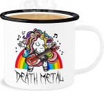 Shirtracer Email Tin Mug - Statement - Death Metal Unicorn - Unicorn - 300 ml - White Black - Statements Heavy Band