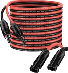 P&auml;ikesekaabel 8 m 4 mm&sup2; p&auml;ikesepaneeli pikenduskaabel 12AWG IP68 veekindel adaterkaabel pistikupesa ja pistiku &uuml;hendusega (8 m punane + 8 m must)