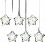 Pakett 6 j&otilde;ulupuu kristallkaunistust, l&auml;bipaistvad t&auml;htkristallid riputamiseks, t&auml;htkristall j&otilde;ulupuu kaunistus, p&auml;ikesep&uuml;&uuml;dja kristall j&otilde;uludeks, peoks, pulmadekoratsioonideks