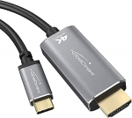 KabelDirekt USB C HDMI adapteri kaabel purunemiskindlate metall&uuml;hendustega - 2m (4K video edastamine 60Hz kiirusel s&uuml;learvutitest/nutitelefonidest suurtesse teleritesse - USB 3.1, t&uuml;&uuml;p C, Thunderbolt 3)