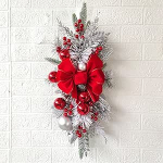 J&otilde;ulup&auml;rg trepikujuline trepikoda garland riputades ukse kunstlik p&auml;rg j&otilde;ulukaunistus Windom Home Decor A-punane 24x12 tolline