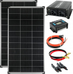 SOLARTRONICS komplekt 2x 140 W p&auml;ikesemoodul 1000 W konverter laadimiskontroller fotogalvaaniline saarestikus&uuml;steem