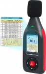 Decibel Meter, Data Logger, Digital Sound Decibel Meter, Sound Level Meter with 43,000 Records and Export, Rechargeable Noise Meter with A/C Frequency and DC Output with Alarm
