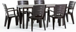 SIEDITI FUORI E DENTRO Thomas Placemat + 6 Chairs Anita (Iron Frame Table and Resin Chairs) (Table + Mocha Chairs)