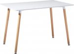 IPOTIUS Scandinavian Rectangular Dining Room Table, Kitchen Table for 4 People, Dining Table with Wooden Leg, 110 x 70 x 73 cm, White