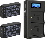 Pakett 2 EN-EL20 EN-EL20a akut ja Smart LCD Display Dual USB laadija Nikon Coolpix P950, P1000, P1100, Coolpix A, 1 AW1, 1 J1, 1 J2, 1 J3, 1 S1, 1 V3, DL24-500 digikaamerale.