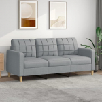 ZEYUAN 3-Seater Sofa, Light Grey, 180 cm, Fabric, Sofa Living Room, Youth Sofa, Relaxing Sofa, Sofas & Couches, Sofa for Bedroom, Youth, Children's Room