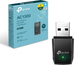 TP-Link Archer T3U AC1300 Dual Band WLAN adapter (867Mbit/s (5GHz), 400Mbit/s (2.4GHz) 802.11ac, USB 3.0, MU MIMO, toetab Windows 10 / 8.1 / 8/7 / XP, Mac OS X ) mustanahaline