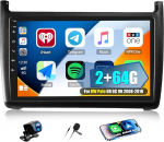 CAMECHO 2+64G 9-tolline Android 13 autoraadio VW Polo 6R 6C 9N 2008-2016 juhtmevaba Carplay Android auto, GPS navigatsiooniradio puuteekraaniga HD Bluetoothiga WiFi RDS FM + tagurduskaamera