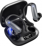 Juhtmevabad Bluetooth 6.0 k&otilde;rvaklapid Sport 32 tundi 3D Stereo Deep Bass k&otilde;rvaklapid reguleeritavate k&otilde;rvaklappidega, mugavad, kindlad, k&otilde;rvaklappide jaoks Gym Jogging, m&uuml;ra t&uuml;histamine (must)