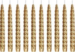 Renaissance Taper Candles Twisted Varnished Gold Pack of 10 Suurus Ca. 22 x 250 mm Individuaalselt fooliumiga