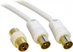 5M Meetri TV VCR Video Antenni koaksiaalkaabel / kaabli mees-mees valge + naissoost &uuml;hendaja - kuldne